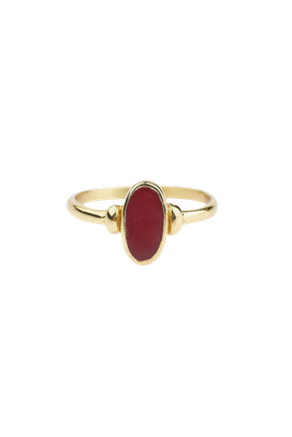 Dark red resin brass ring