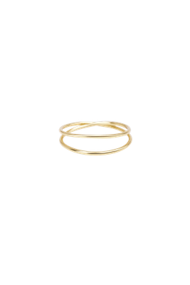 Xzota handmade brass ring with a subtle twisted design, wearable as a regular ring or as a pinky ring.