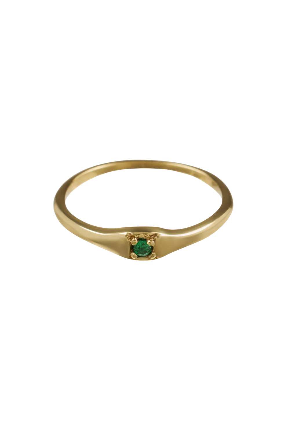 XZOTA Tiny Green Stone Brass ring – Handmade brass pinky ring with a small green stone, subtle and timeless. Made in Bali.
