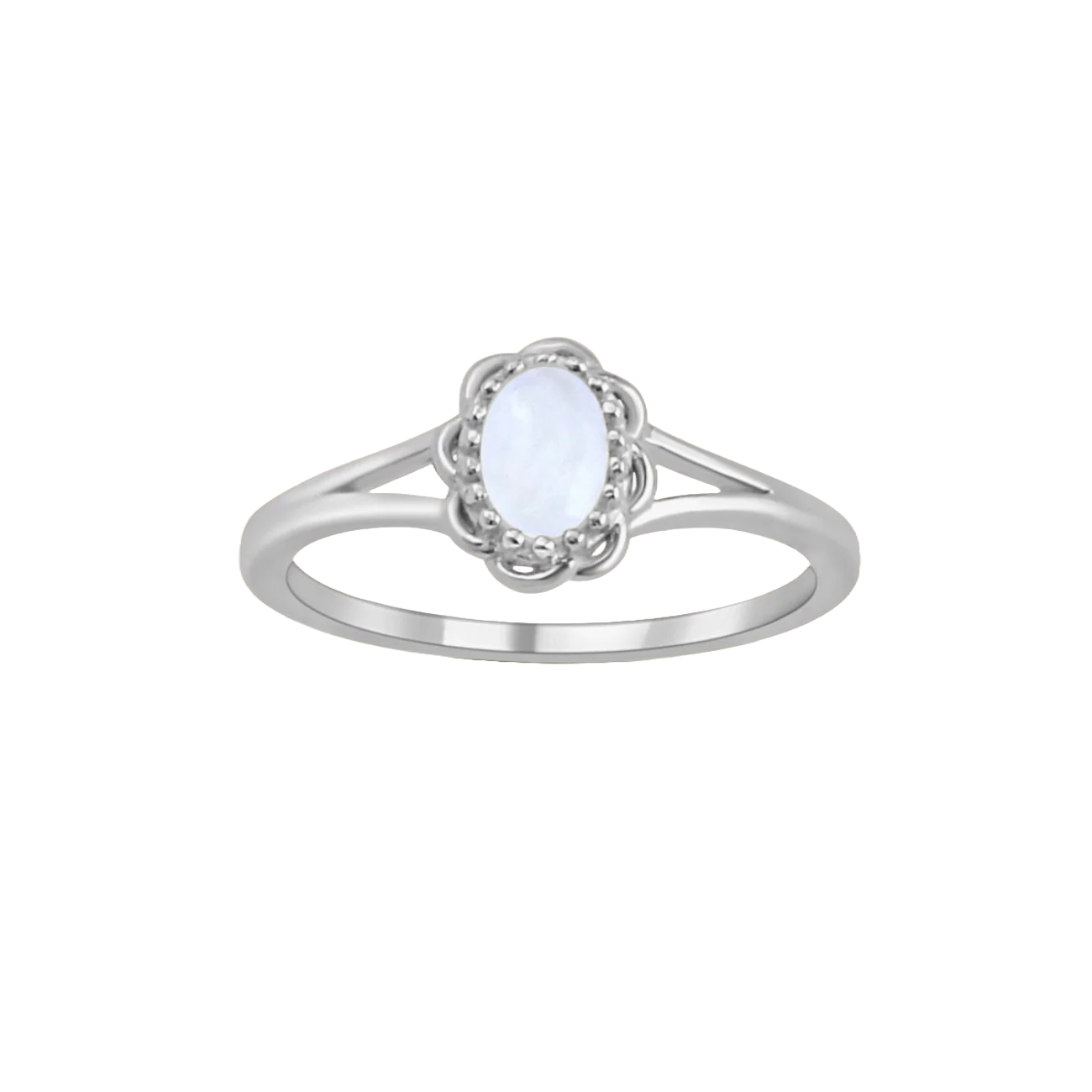 Jopsephina - Sterling silver Moonstone Flower ring featuring a moonstone, known for promoting fertility, intuition, and a strong connection to the moon and feminine energy.
