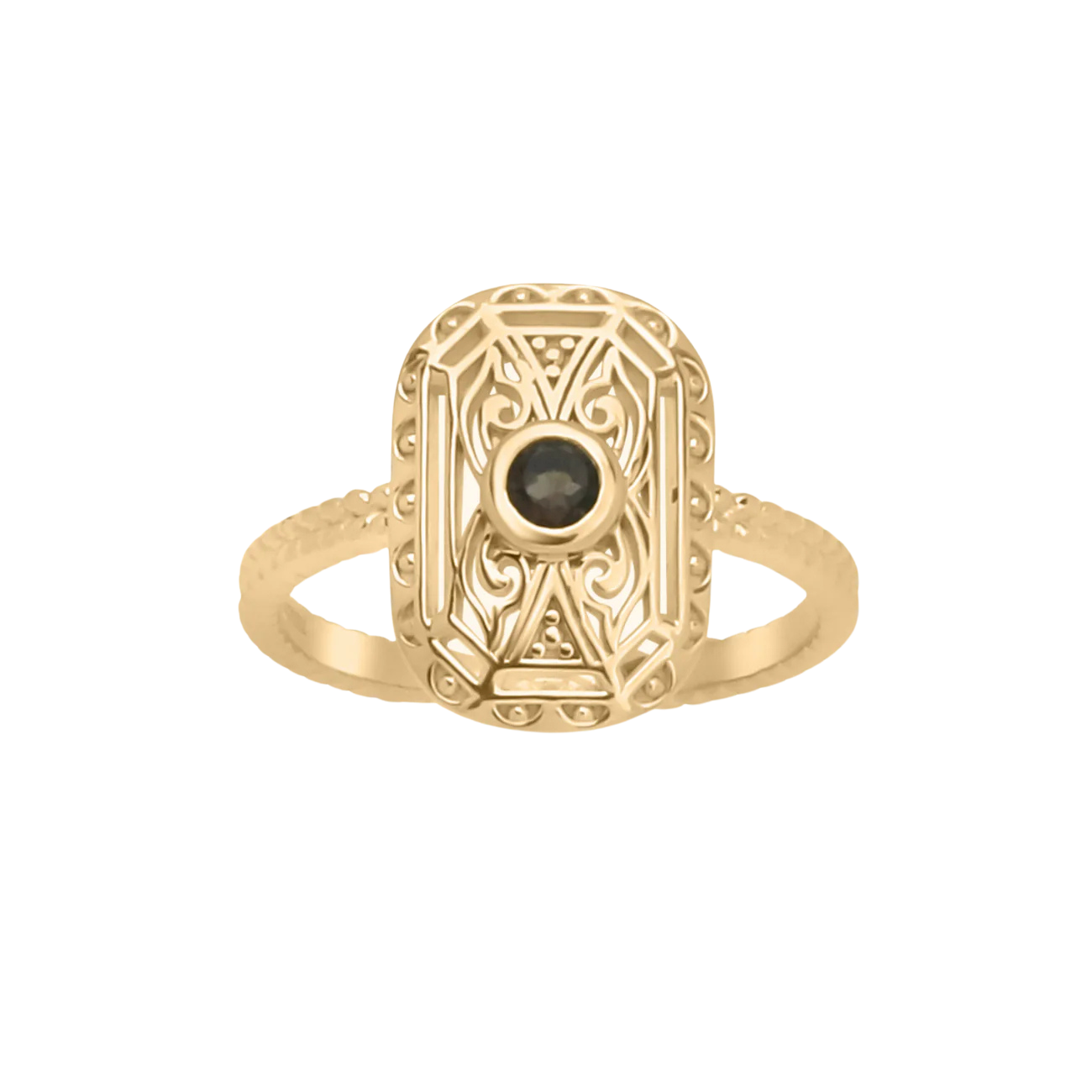Nova Art Deco Smoky Ring