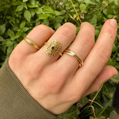 Nova Art Deco Smoky Ring