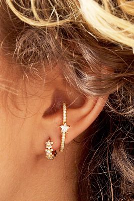 Star rhinestone hoop earrings