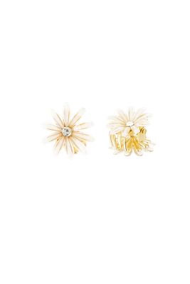 Shiny white flower mini hairclip