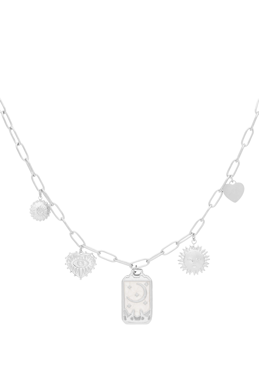 Silver charm necklace magic moon