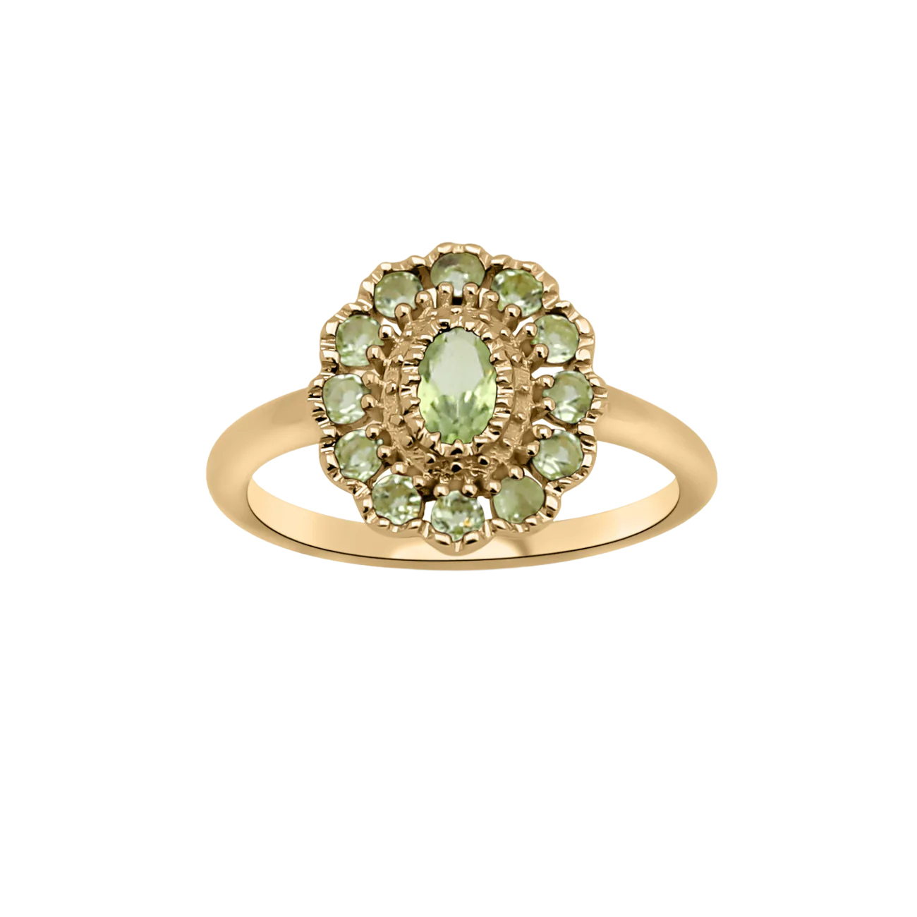 Kae Peridot Flower Ring by Josephina – 14k gold-plated brass with peridot