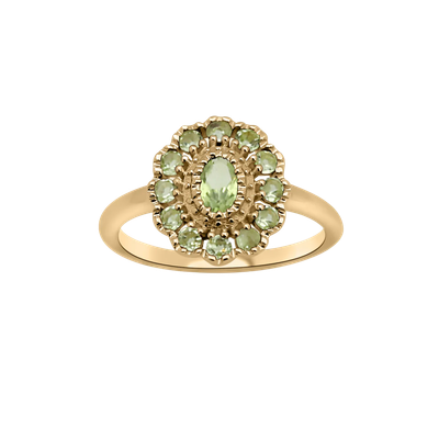 Kae Peridot Flower Ring by Josephina – 14k gold-plated brass with peridot