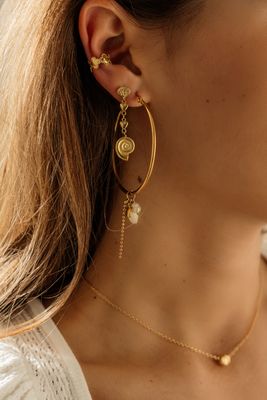 Pearl Coin Hoops