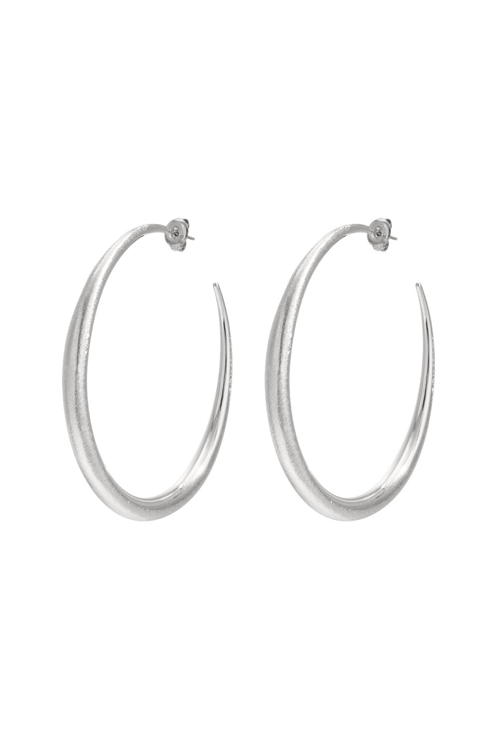 Silver Brushed Chique Hoops Large