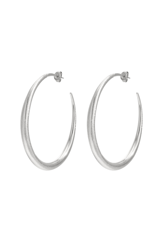 Silver Brushed Chique Hoops Large