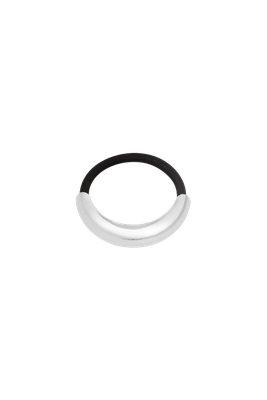 Bold Hair Elastic from Maison Maeva, a hair tie with a metal accent in silver, also available in gold.