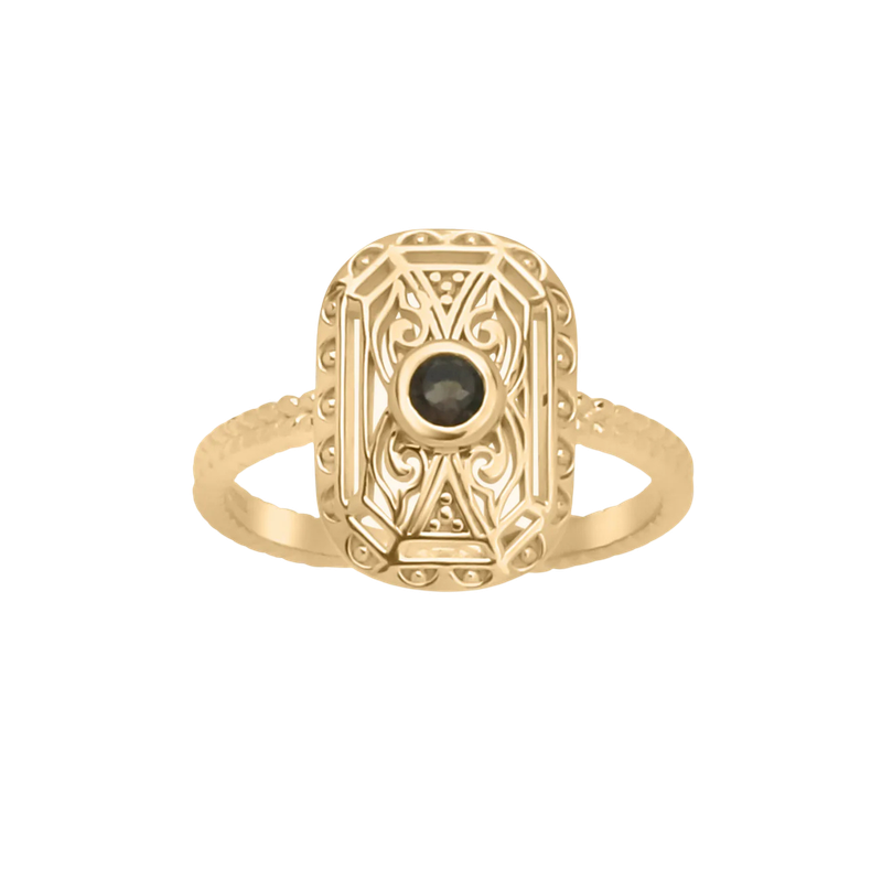Nova Art Deco Smoky Ring