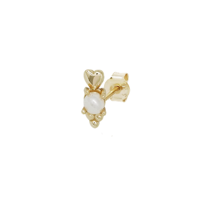Single Pearl Heart stud