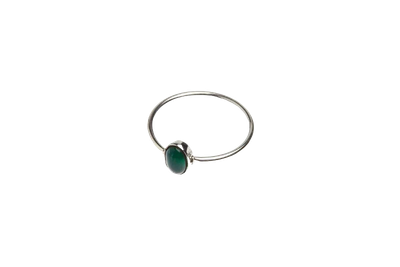 Silver Green Jade Ring with a deep green jade gemstone, handcrafted in Bali, by Xzota, available at Maison Maeva.