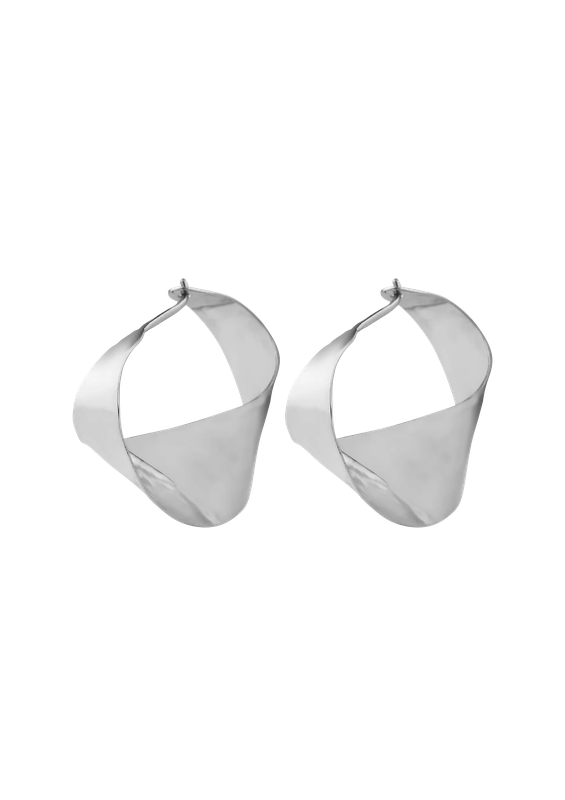 Silver Folded Hoops by Xzota, handmade in Bali from 925 silver, with a unique folded design, offered by Maison Maeva.

