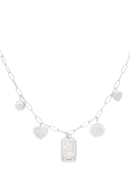 Silver charm necklace magic moon