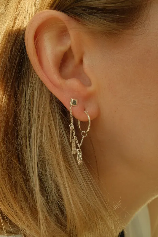 Silver Rectangle Chain oorbel