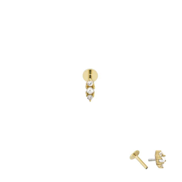 Gold Zirkonia Pearl Piercing