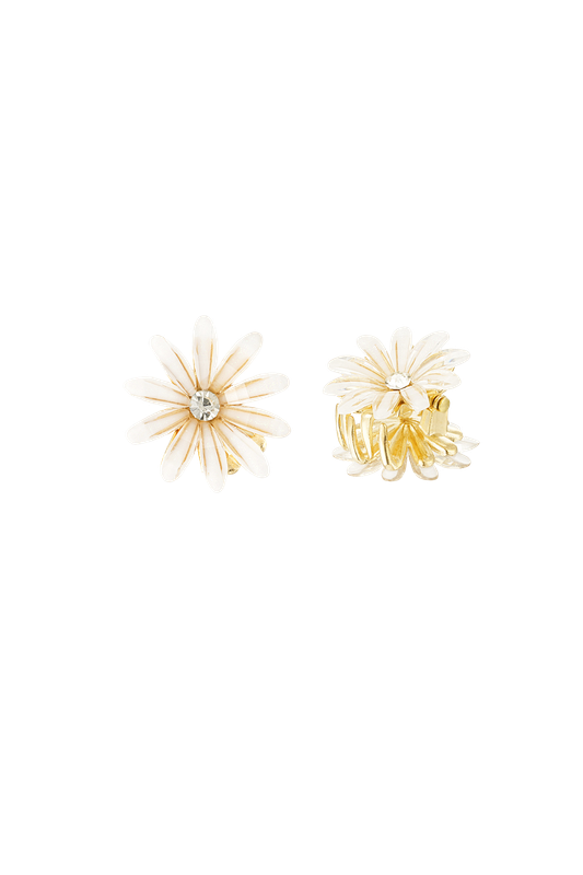 Shiny white flower mini hairclip