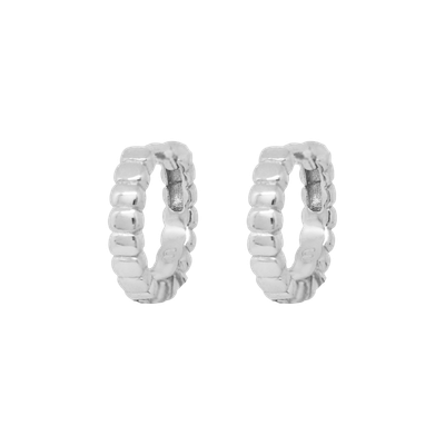 Ridged Huggies 10mm Silver