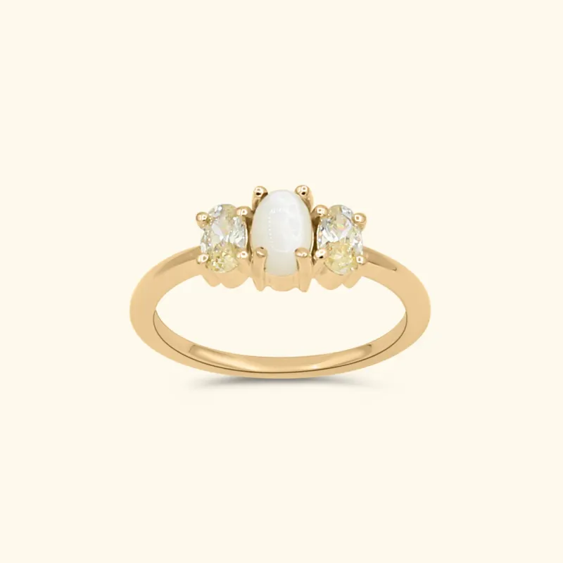 Vintage Triple Canary Pearl Ring