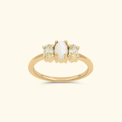 Vintage Triple Canary Pearl Ring