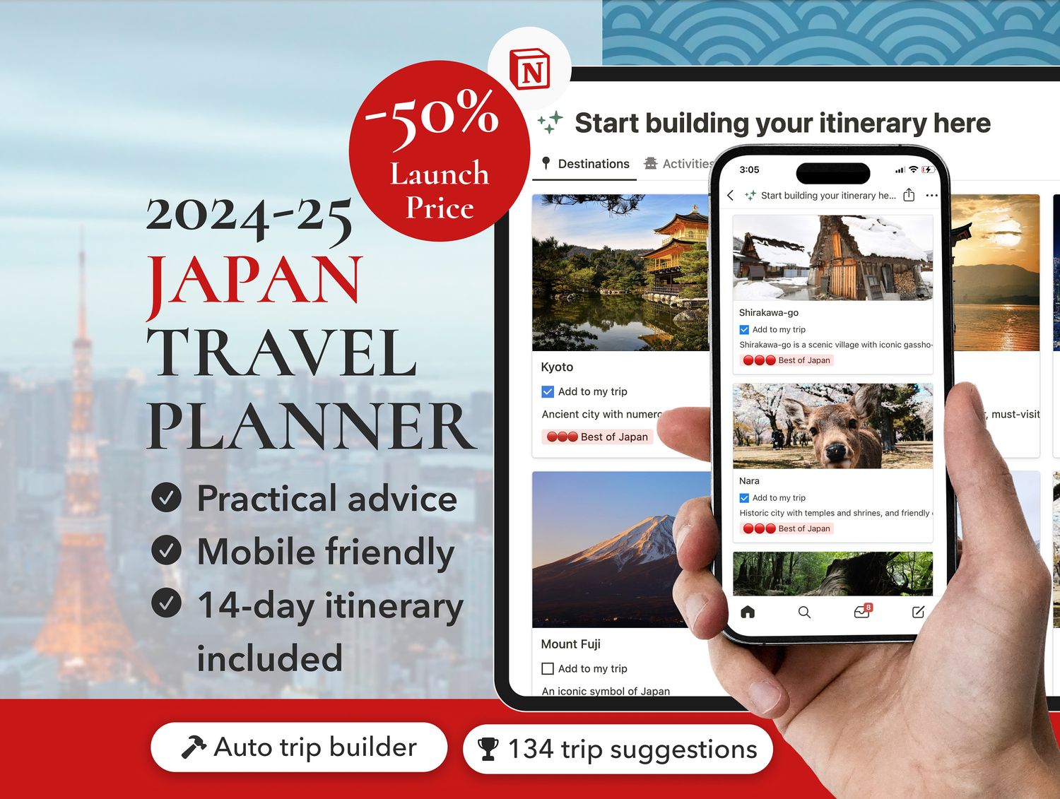 Japan Itinerary Planner Template 2024-2025