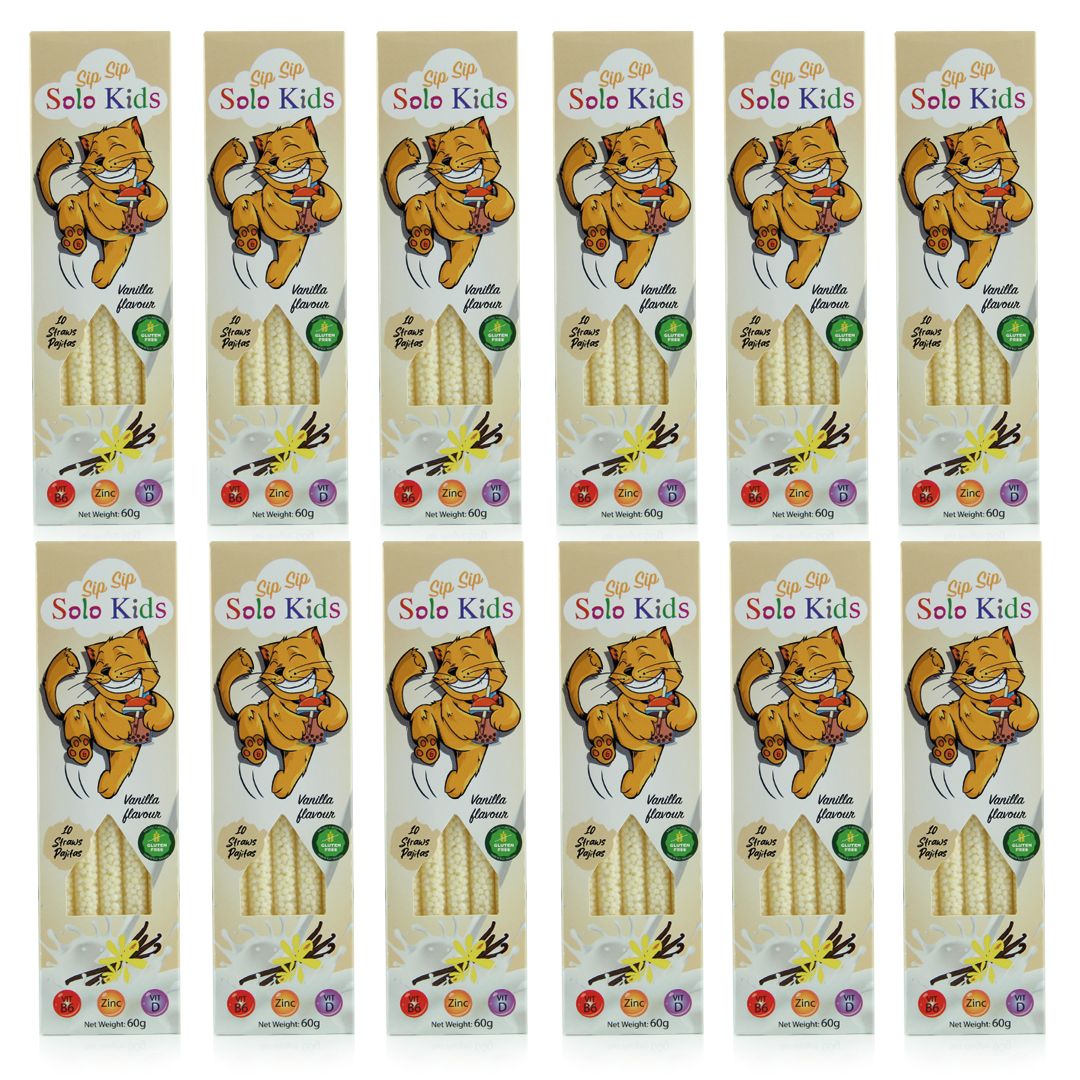 Sip Sip Straws Pack of 12 boxes with display: Vanilla Flavor