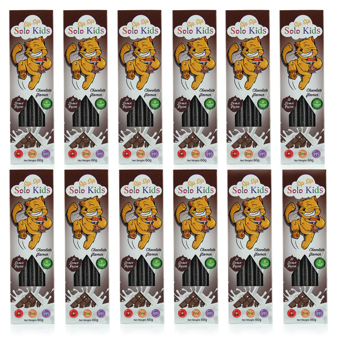 Sip Sip Straws Pack of 12 boxes with display: Chocolate Flavor