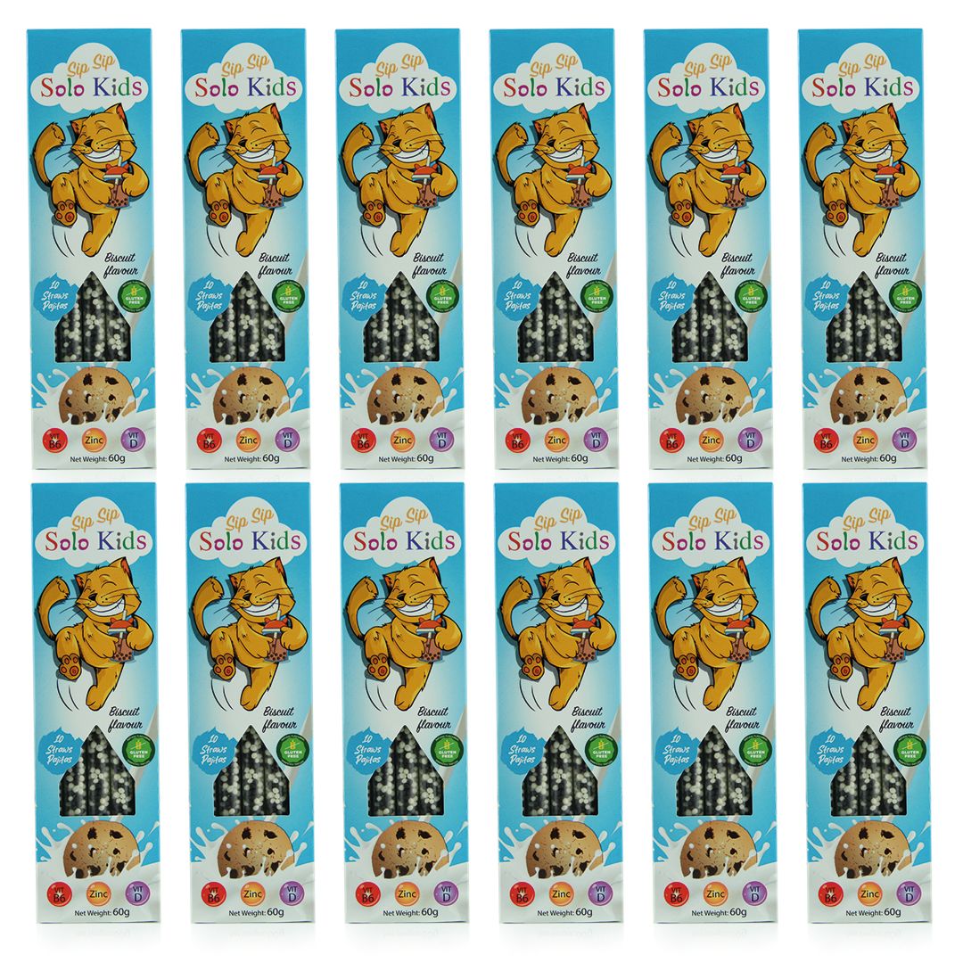 Sip Sip Straw Pack of 12 boxes with display: Biscuit Flavor