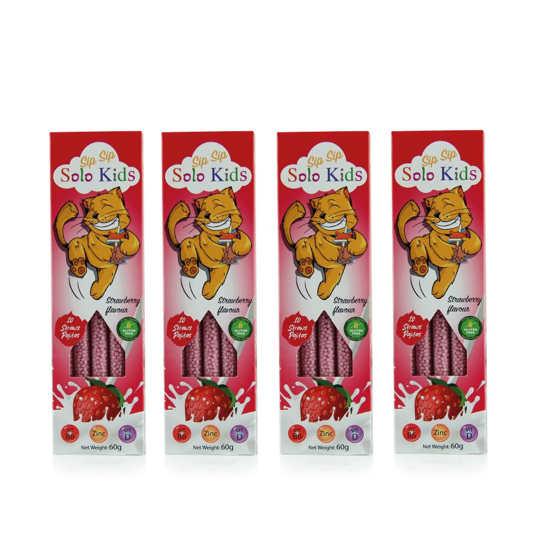 Sip Sip Straw Pack 4 boxes: Strawberry flavor