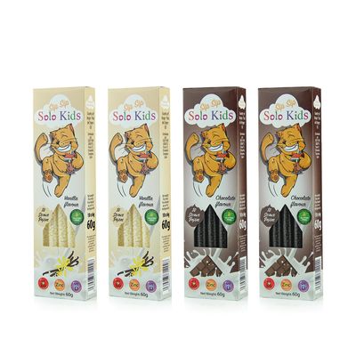 Sip Sip Straws Pack 4 cajas variedad: 2 Sabor Chocolate y  2 Sabor Vainilla.