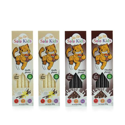 Sip Sip Straws Pack 4 cajas variedad: 2 Sabor Chocolate y  2 Sabor Vainilla.