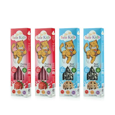 Sip Sip Straws Pack 4 cajas variedad: 2 Sabor Galleta y 12 Sabor Fresaa.