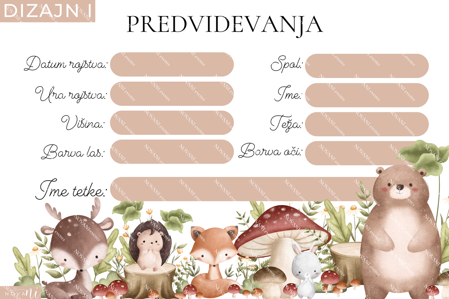 Igra za &quot;baby shower&quot; - PREDVIDEVANJA O DOJENČKU (več dizajnov - nevtralni, za punčke, za fantke)