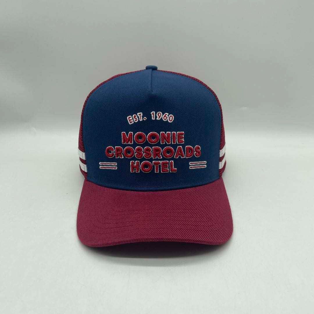 Moonie Crossroads Hotel Maroon Trucker Cap