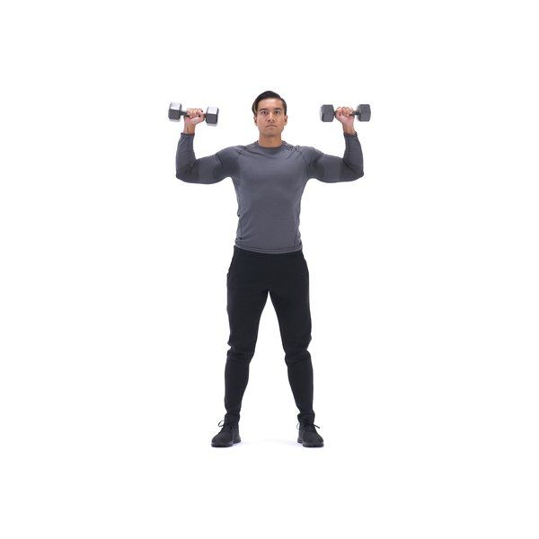 Standing dumbbell shoulder press