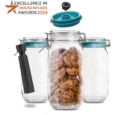 Airtender Kilner Weck Jars 3x2L/68oz with Vacuum Lids and Pump