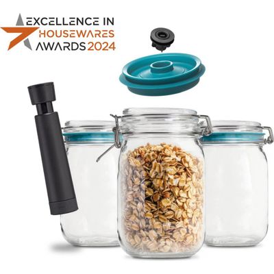 ​Airtender Kilner Weck Jars 3x1.5L/51oz with Vacuum Lids and Pump