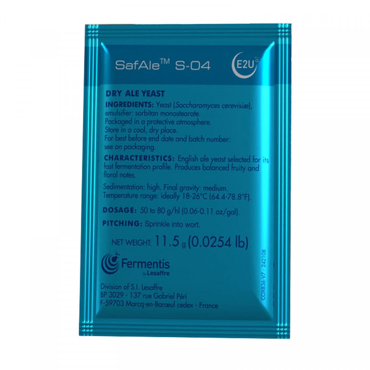 ​Fermentis dried brewing yeast SafAle™ S-04 11.5 g
