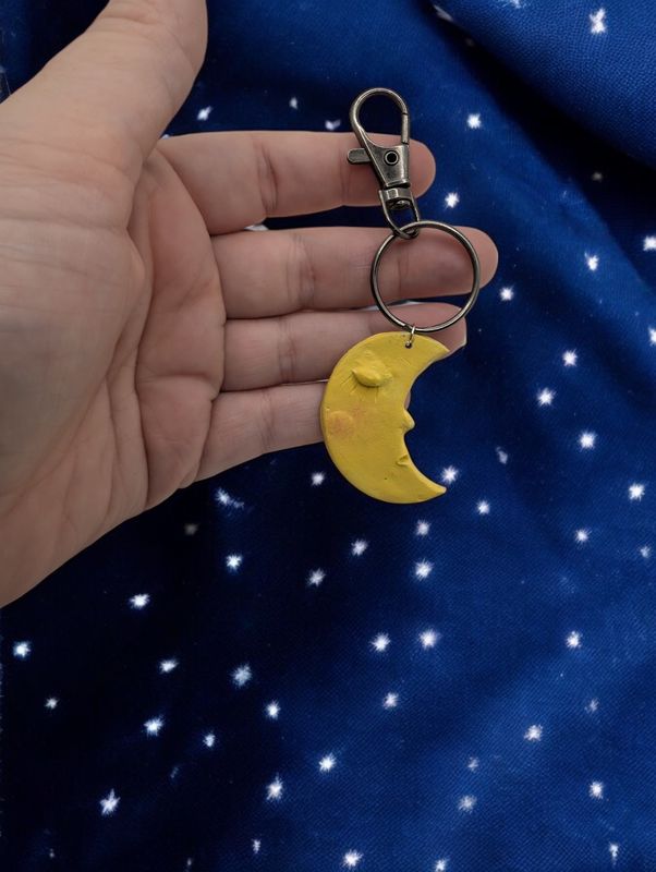 Sleepy Moon Keychain