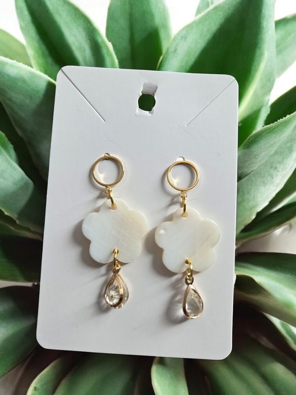 Mother of Pearl Flower Drop Earrings
