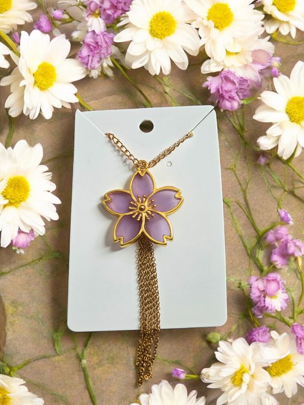 Lilac Bloom Tassel Necklace