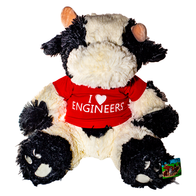 Stuffed Animal Cow 12&quot; w/ &quot;I Love Engineers&quot; Tee