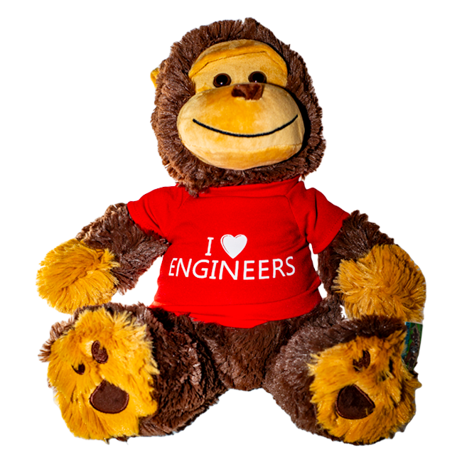 Stuffed Animal Monkey 12&quot; w/ &quot;I Love Engineers&quot; Tee