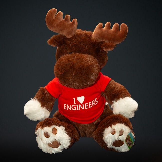 Stuffed Animal Moose 12&quot; w/ &quot;I Love Engineers&quot; Tee