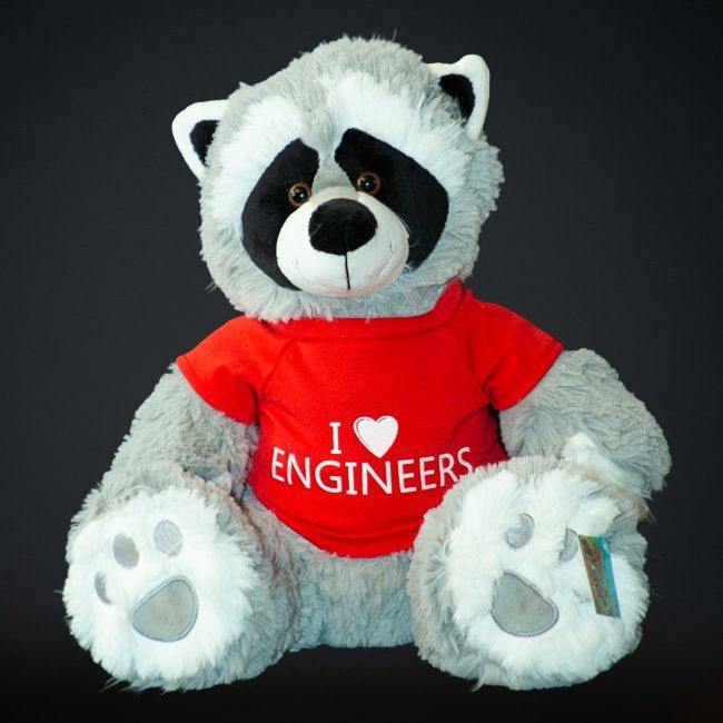 Stuffed Animal Raccoon 12" w/ "I Love Engineers" Tee