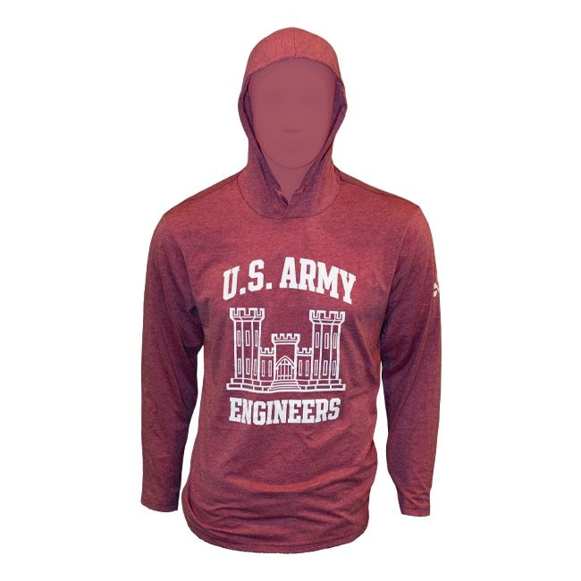 Long Sleeve Engineer Hooded Shirt | Heather Cardinal