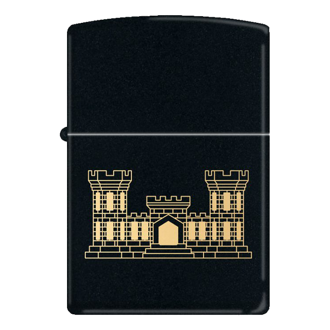 Zippo - Black Matte w/ Gold Castle
