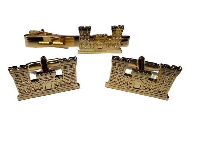 Die Struck Cufflink &amp; Tie Bar Set | Gold Castle